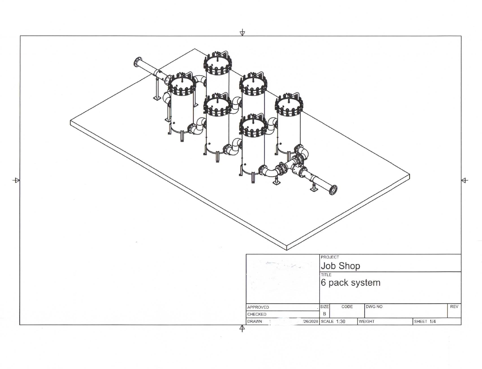Alternate isometric view: six-vessel array